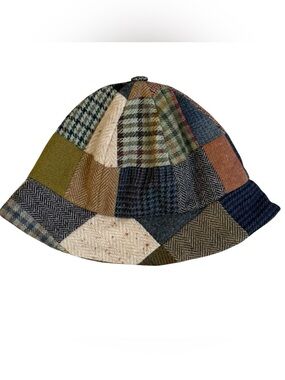 Hanna Hats of Donegal Ireland Handmade Bucket Hat Patchwork Tweed Size Large